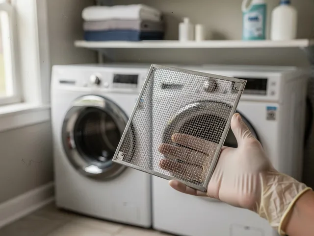 La Cañada Flintridge Dryer Vent Cleaning specialist performing detailed lint trap cleaning service in La Cañada Flintridge