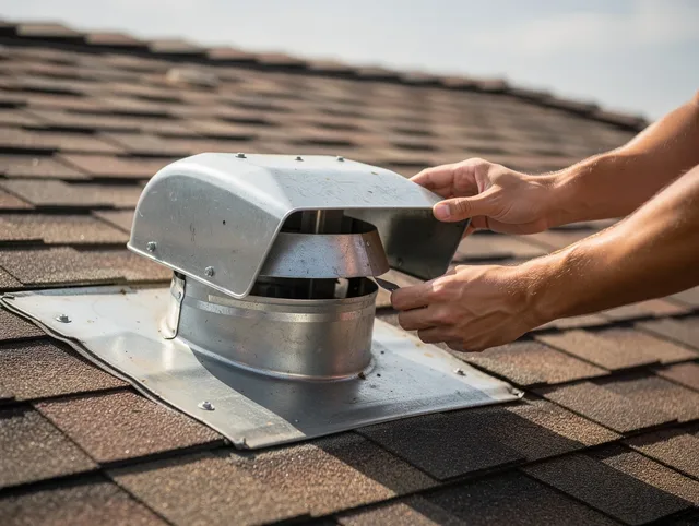 La Cañada Flintridge Dryer Vent Cleaning certified technician safely cleaning a roof-mounted dryer vent in La Cañada Flintridge