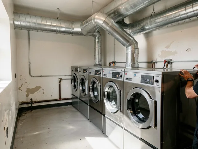 La Cañada Flintridge Dryer Vent Cleaning team performing large-scale commercial dryer vent cleaning in La Cañada Flintridge