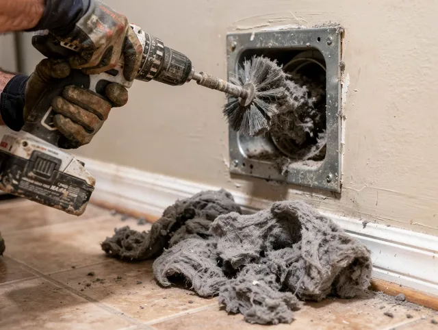 Certified La Cañada Flintridge Dryer Vent Cleaning technician performing dryer vent cleaning in La Cañada Flintridge